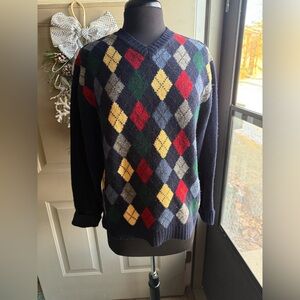 Vintage 90s Gap colorful argyle Shetland wool sweater, size medium
